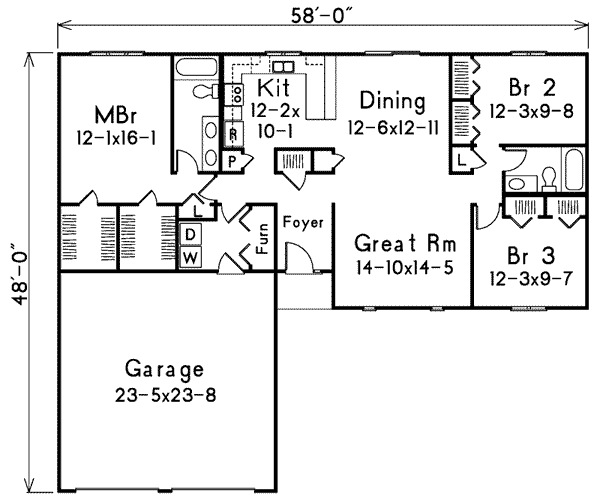 Ranch Floor Plan - Main Floor Plan #57-231