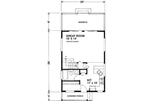 Floor Plan - Main Floor for Cottage House Plan #118-107 - 1 bed, 1 bath
