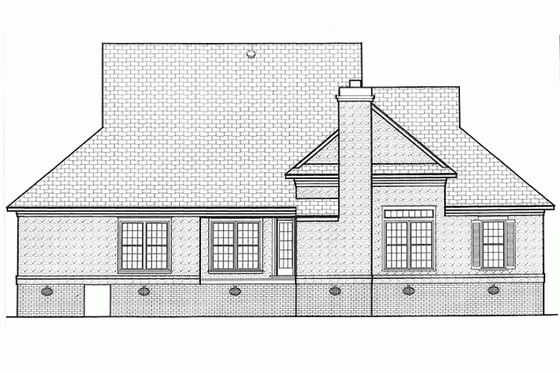 Exterior - Rear Elevation for Mediterranean House Plan #45-238 - 3 bed, 2 bath