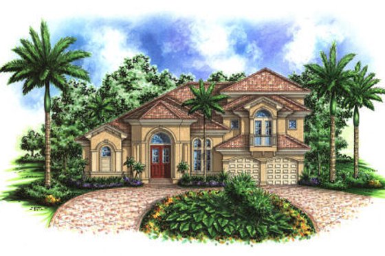 Exterior - Front Elevation for Mediterranean House Plan #27-378 - 5 bed, 4.5 bath