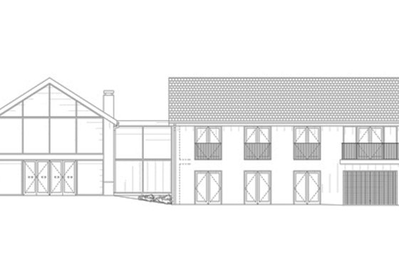 Exterior - Rear Elevation for European House Plan #520-10 - 4 bed, 2 bath
