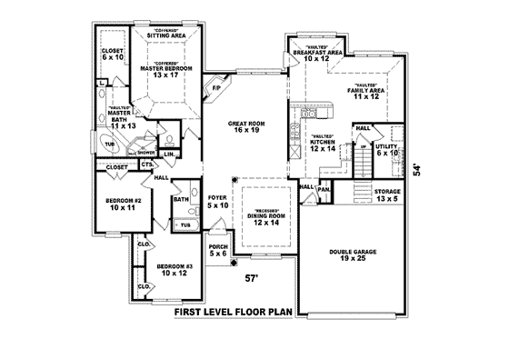 Floor Plan - Main Floor for European House Plan #81-1521 - 3 bed, 2 bath