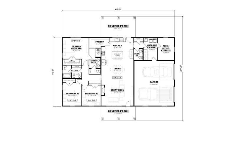 Architectural House Design - Floor Plan - Main Floor for Barndominium House Plan #1117-8 - 3 bed, 2.5 bath