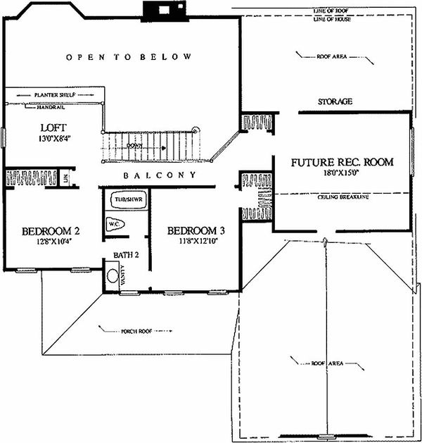 Southern Floor Plan - Upper Floor Plan #137-212