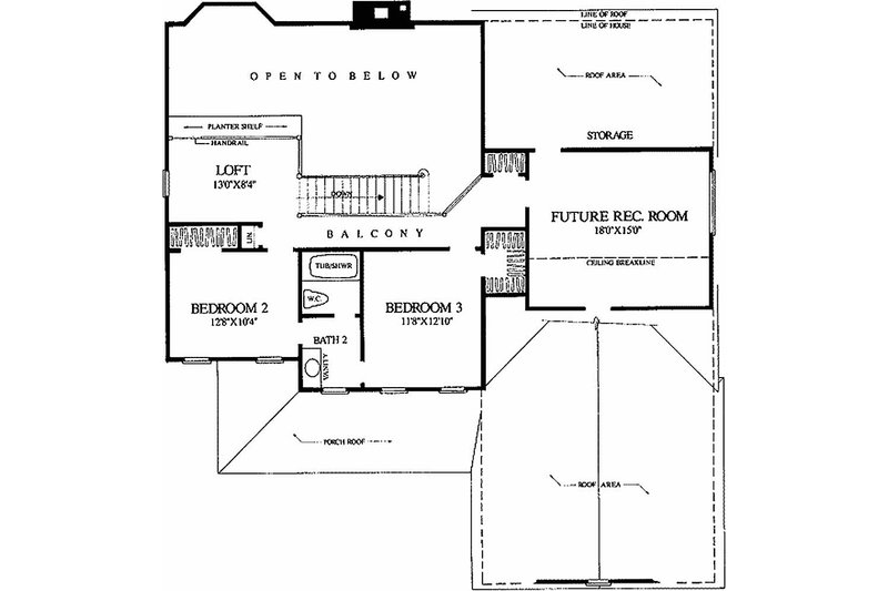 Architectural House Design - Floor Plan - Upper Floor for Southern House Plan #137-212 - 3 bed, 2 bath