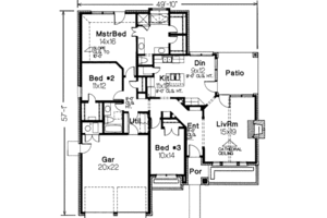 Floor Plan - Main Floor for European House Plan #310-110 - 3 bed, 2 bath