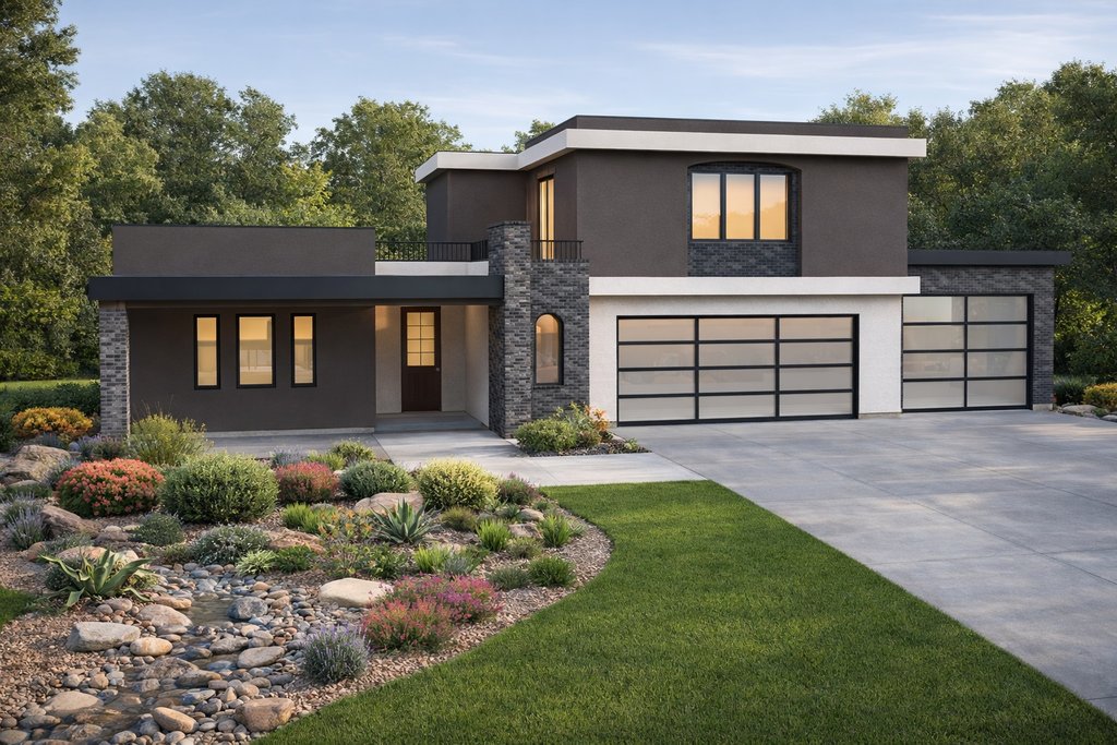 Exterior - Front Elevation 2 for Contemporary House Plan #1111-50 - 4 bed, 3.5 bath