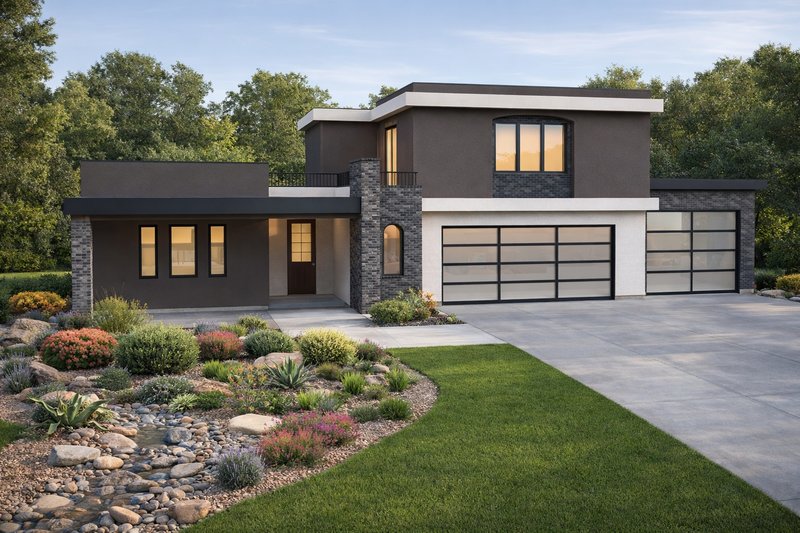 Dream House Plan - Exterior - Front Elevation 2 for Contemporary House Plan #1111-50 - 4 bed, 3.5 bath