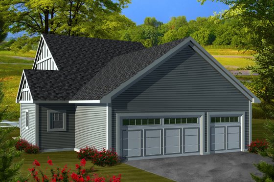 Exterior - Rear Elevation for Ranch House Plan #70-1113 - 3 bed, 2 bath