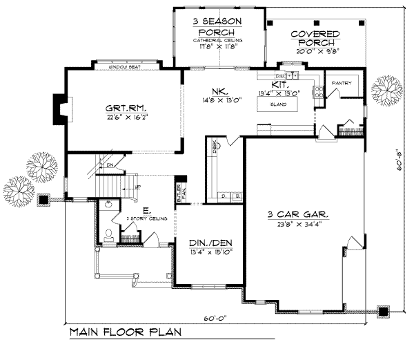 Country Floor Plan - Main Floor Plan #70-464