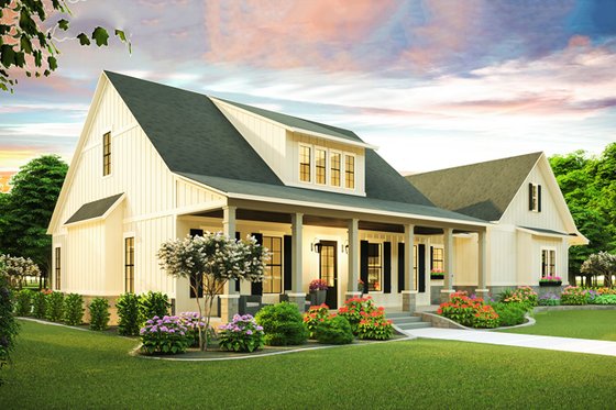 Exterior - Front Elevation 3 for Farmhouse House Plan #406-9653 - 3 bed, 2 bath