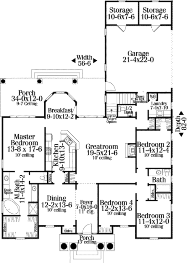 Architectural House Design - Colonial Floor Plan - Main Floor Plan #406-130