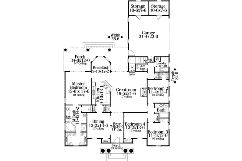 Architectural House Design - Floor Plan - Main Floor for Colonial House Plan #406-130 - 4 bed, 2.5 bath