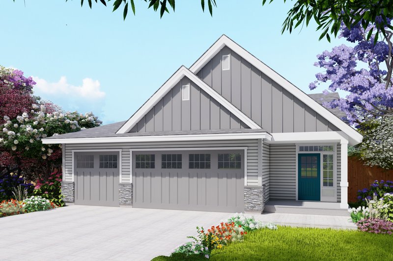 Architectural House Design - Prairie Exterior - Front Elevation Plan #53-772