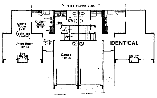 Floor Plan - Main Floor for Modern House Plan #303-228 - 2 bed, 1.5 bath