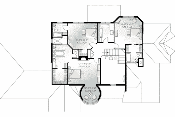 Floor Plan - Upper Floor for European House Plan #23-586 - 3 bed, 3.5 bath