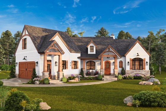 Exterior - Front Elevation 4 for European House Plan #119-428 - 3 bed, 2.5 bath
