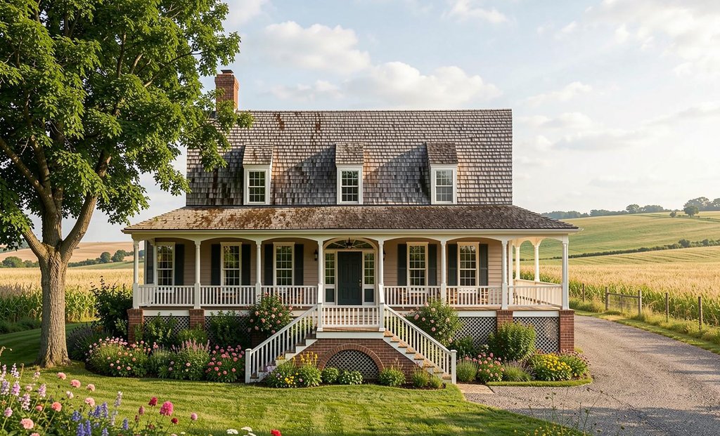 Exterior - Front Elevation 2 for Country House Plan #137-184 - 4 bed, 3 bath