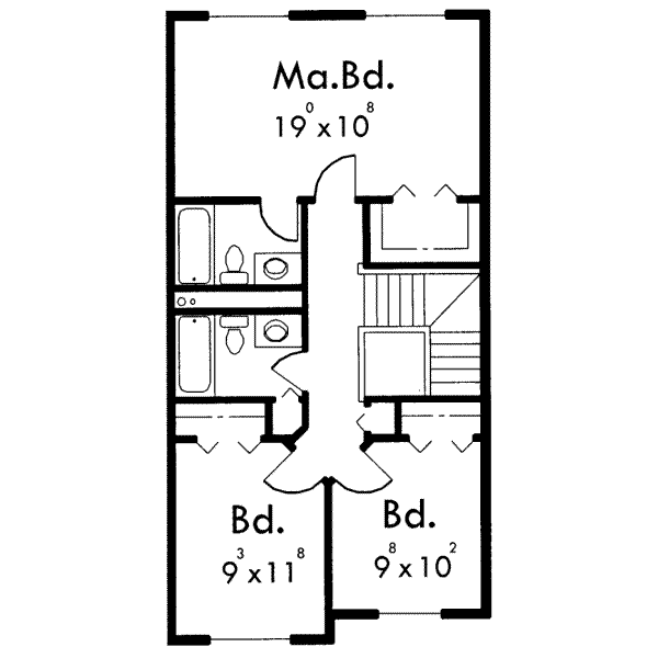 Traditional Floor Plan - Upper Floor Plan #303-400