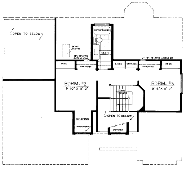 Traditional Floor Plan - Upper Floor Plan #303-105