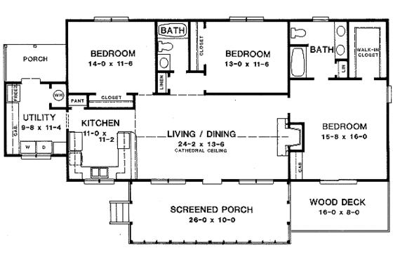 Floor Plan - Main Floor for Country House Plan #10-109 - 3 bed, 2 bath