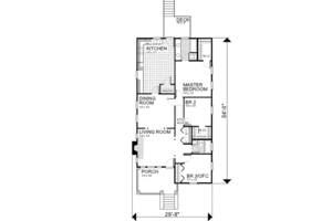 Floor Plan - Main Floor for Cottage House Plan #30-104 - 3 bed, 2 bath
