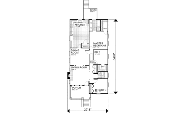 Floor Plan - Main Floor for Cottage House Plan #30-104 - 3 bed, 2 bath