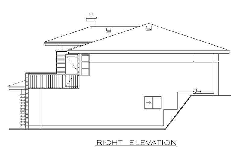 Home Plan - Exterior - Other Elevation 1 for Prairie House Plan #1100-14 - 3 bed, 2 bath