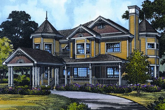 Exterior - Front Elevation for European House Plan #417-312 - 4 bed, 2.5 bath