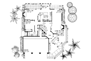 Floor Plan - Main Floor for Mediterranean House Plan #72-160 - 4 bed, 3 bath