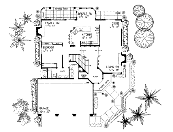 House Plan Design - Mediterranean Floor Plan - Main Floor Plan #72-160