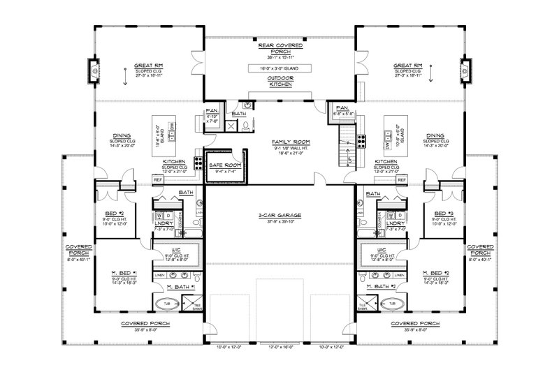 Architectural House Design - Floor Plan - Main Floor for Barndominium House Plan #1064-507 - 4 bed, 7 bath