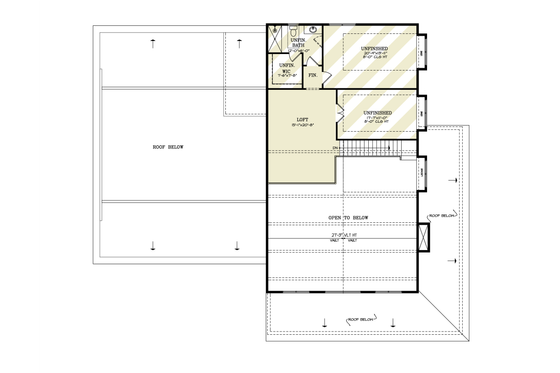 Floor Plan - Upper Floor for Farmhouse House Plan #54-669 - 3 bed, 2 bath