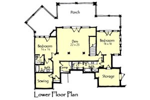 Floor Plan - Lower Floor for Craftsman House Plan #921-17 - 3 bed, 3.5 bath
