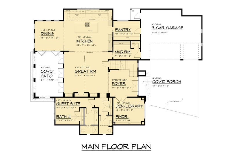 House Design - Floor Plan - Main Floor for European House Plan #1066-295 - 4 bed, 4.5 bath