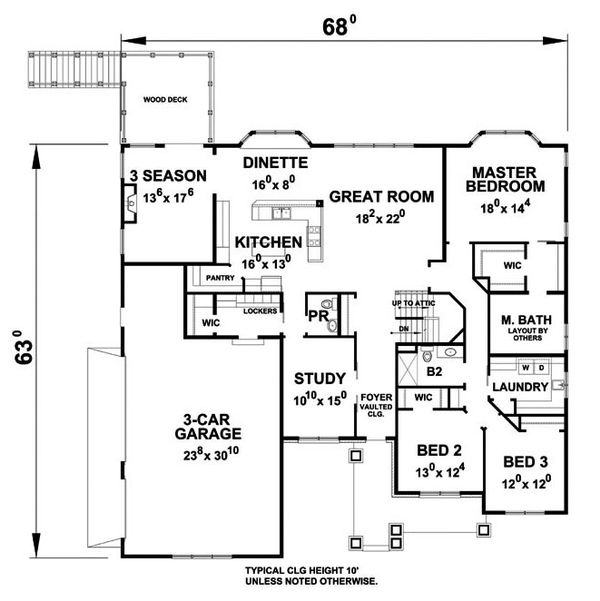 House Plan Design - Ranch Floor Plan - Main Floor Plan #20-2288