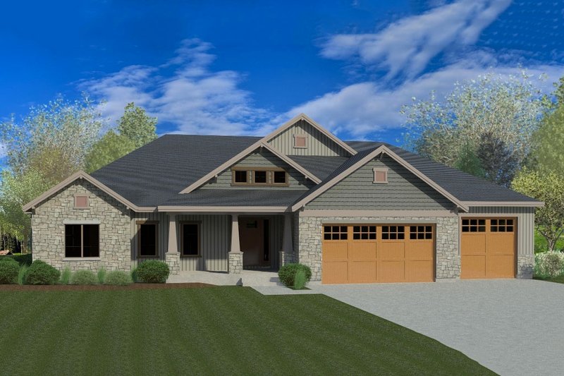 House Blueprint - Craftsman Exterior - Front Elevation Plan #920-22