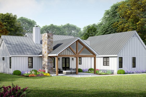 Exterior - Rear Elevation for Farmhouse House Plan #932-1125 - 3 bed, 2.5 bath