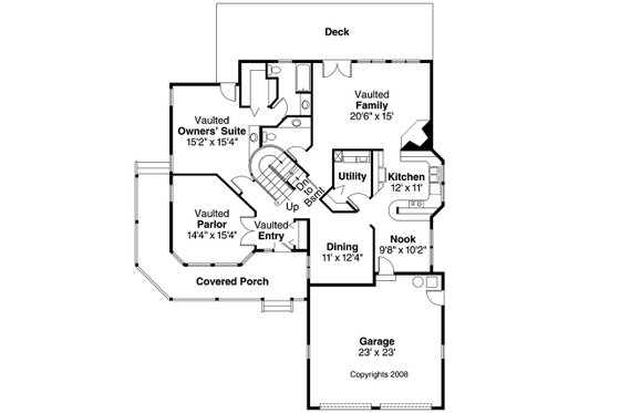 Floor Plan - Main Floor for Farmhouse House Plan #124-400 - 3 bed, 2.5 bath