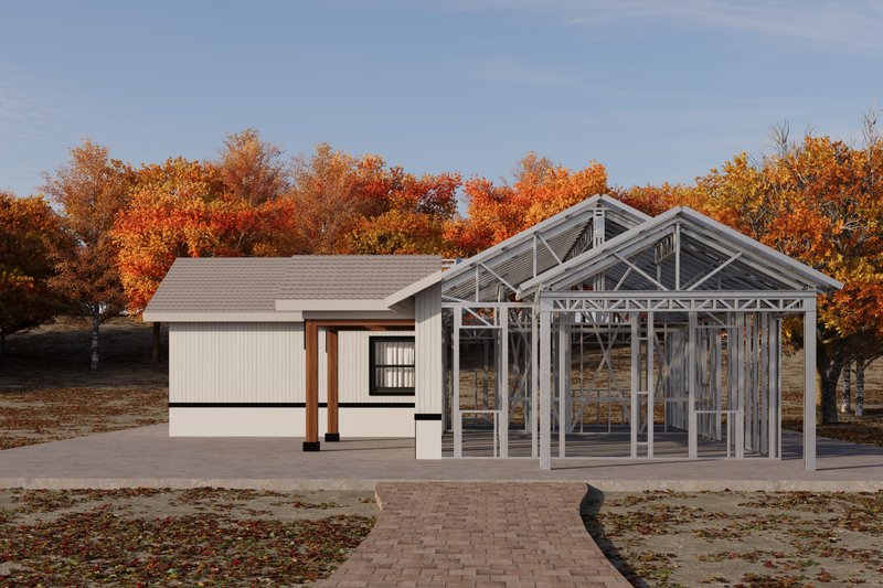 House Blueprint - Exterior - Front Elevation 3 for Ranch House Plan #1106-55 - 2 bed, 2 bath