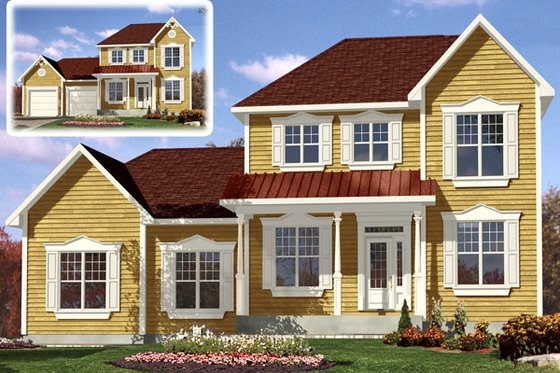 Exterior - Front Elevation for Farmhouse House Plan #138-360 - 3 bed, 1.5 bath