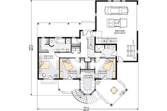 Floor Plan - Main Floor for Country House Plan #23-252 - 3 bed, 2.5 bath