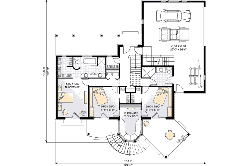Dream House Plan - Floor Plan - Main Floor for Country House Plan #23-252 - 3 bed, 2.5 bath