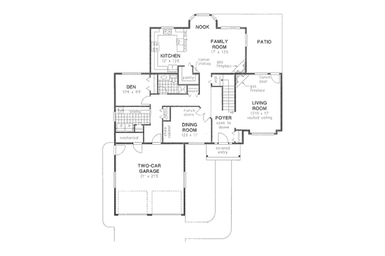 Floor Plan - Main Floor for Tudor House Plan #18-8972 - 4 bed, 3 bath