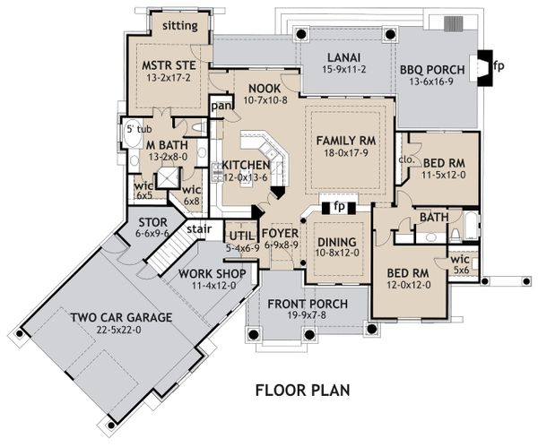 House Design - Craftsman Floor Plan - Main Floor Plan #120-171