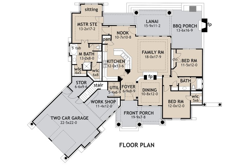 Craftsman Style House Plan - 3 Beds 2 Baths 1848 Sq/Ft Plan #120-171 ...