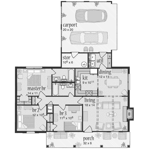 Country Floor Plan - Main Floor Plan #36-263