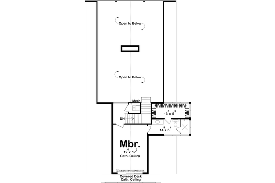 Floor Plan - Upper Floor for Cabin House Plan #455-484 - 3 bed, 2 bath