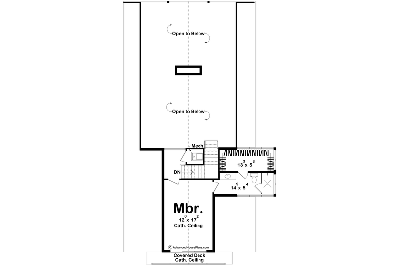 House Blueprint - Floor Plan - Upper Floor for Cabin House Plan #455-484 - 3 bed, 2 bath