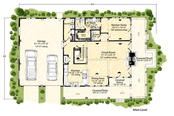 Floor Plan - Main Floor for Barndominium House Plan #942-62 - 3 bed, 2.5 bath